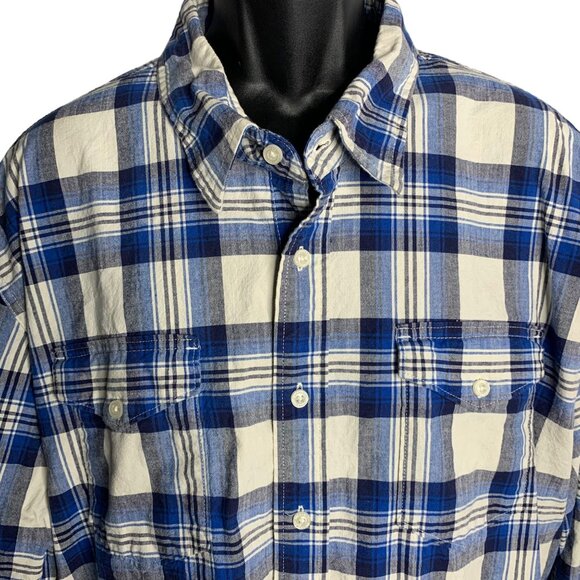 Wrangler Button Up Long Sleeve Shirt 3XL Blue Plaid Flex for Comfort Pockets - Picture 2 of 6